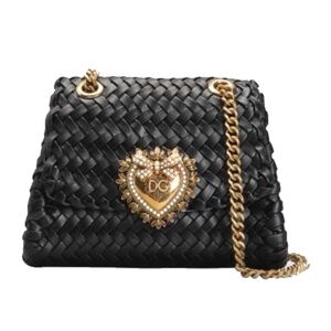 Dolce & Gabbana Black Napa Woven Leather Shoulder Bag